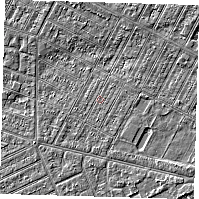 Shaded relief map of the ground around DN357DU, computed from Environment Agency LiDAR. The ground here sits at about 3 m above sea level and falls 3 m across the surrounding 800 m. Surface water reaching this point runs off ground lying to the south-south-east, 0.8 m higher.