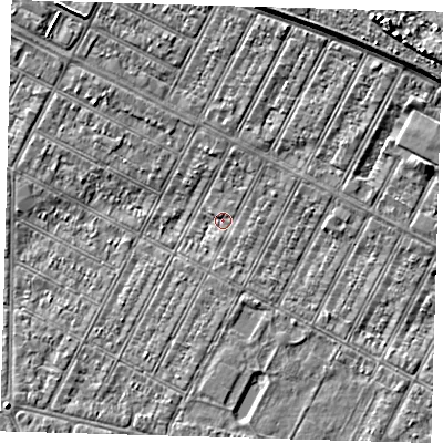 Shaded relief map of the ground around DN357ED, computed from Environment Agency LiDAR. The ground here sits at about 2 m above sea level and falls 6 m across the surrounding 800 m. Surface water reaching this point runs off ground lying to the north-east, 3.8 m higher.