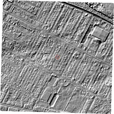 Shaded relief map of the ground around DN357EE, computed from Environment Agency LiDAR. The ground here sits at about 2 m above sea level and falls 7 m across the surrounding 800 m. Surface water reaching this point runs off ground lying to the south-south-west, 1.3 m higher.