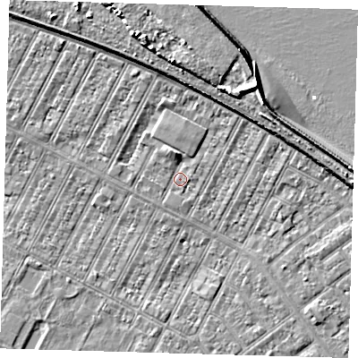 Shaded relief map of the ground around DN357EH, computed from Environment Agency LiDAR. The ground here sits at about 3 m above sea level and falls 10 m across the surrounding 800 m. Surface water reaching this point runs off ground lying to the north, 5.8 m higher.