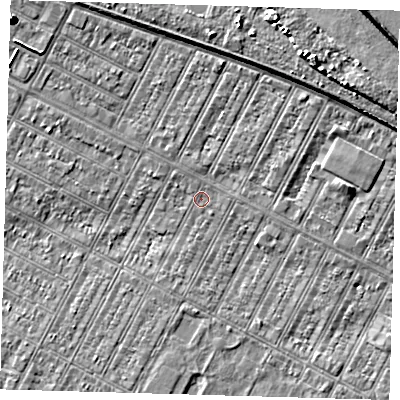 Shaded relief map of the ground around DN357EL, computed from Environment Agency LiDAR. The ground here sits at about 2 m above sea level and falls 9 m across the surrounding 800 m. Surface water reaching this point runs off ground lying to the south-south-west, 1.3 m higher.