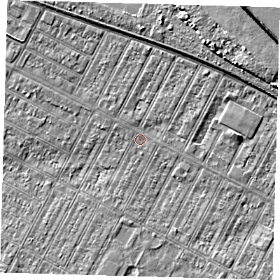 Shaded relief map of the ground around DN357EN, computed from Environment Agency LiDAR. The ground here sits at about 3 m above sea level and falls 9 m across the surrounding 800 m. Surface water reaching this point runs off ground lying to the north-east, 3.3 m higher.