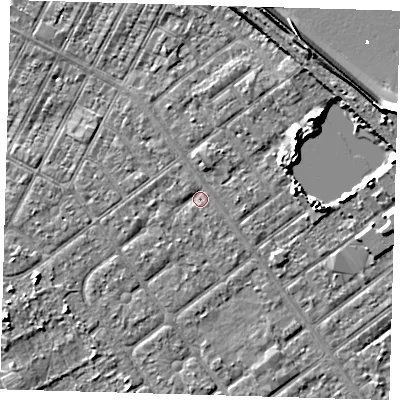 Shaded relief map of the ground around DN357ET, computed from Environment Agency LiDAR. The ground here sits at about 3 m above sea level and falls 10 m across the surrounding 800 m. Surface water reaching this point runs off ground lying to the south-east, 0.8 m higher.