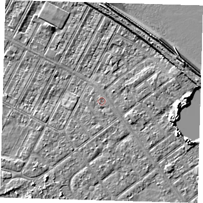 Shaded relief map of the ground around DN357EY, computed from Environment Agency LiDAR. The ground here sits at about 3 m above sea level and falls 9 m across the surrounding 800 m. Surface water reaching this point runs off ground lying to the north-north-west, 0.6 m higher.