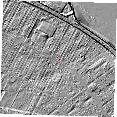 Shaded relief map of the ground around DN357HB, computed from Environment Agency LiDAR. The ground here sits at about 3 m above sea level and falls 9 m across the surrounding 800 m. Surface water reaching this point runs off ground lying to the north-north-east, 5.9 m higher.