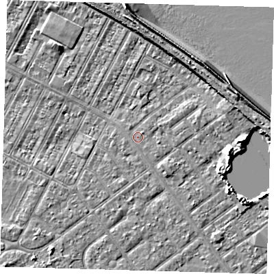 Shaded relief map of the ground around DN357HE, computed from Environment Agency LiDAR. The ground here sits at about 3 m above sea level and falls 9 m across the surrounding 800 m. Surface water reaching this point runs off ground lying to the east, 3.5 m higher.
