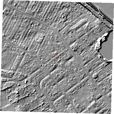 Shaded relief map of the ground around DN357HF, computed from Environment Agency LiDAR. The ground here sits at about 3 m above sea level and falls 8 m across the surrounding 800 m. Surface water reaching this point runs off ground lying to the south-south-west, 0.5 m higher.