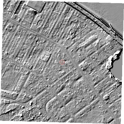 Shaded relief map of the ground around DN357HG, computed from Environment Agency LiDAR. The ground here sits at about 3 m above sea level and falls 9 m across the surrounding 800 m. Surface water reaching this point runs off ground lying to the south, 0.6 m higher.