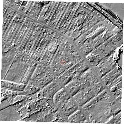 Shaded relief map of the ground around DN357HH, computed from Environment Agency LiDAR. The ground here sits at about 3 m above sea level and falls 9 m across the surrounding 800 m. Surface water reaching this point runs off ground lying to the east-south-east, 0.6 m higher.
