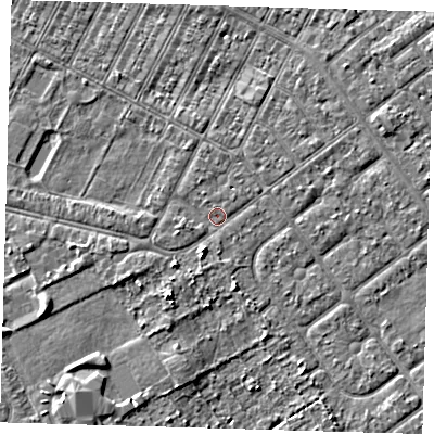 Shaded relief map of the ground around DN357HL, computed from Environment Agency LiDAR. The ground here sits at about 3 m above sea level and falls 4 m across the surrounding 800 m. Surface water reaching this point runs off ground lying to the south-south-west, 2.7 m higher.