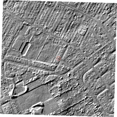 Shaded relief map of the ground around DN357HN, computed from Environment Agency LiDAR. The ground here sits at about 3 m above sea level and falls 4 m across the surrounding 800 m. Surface water reaching this point runs off ground lying to the south-west, 1.6 m higher.