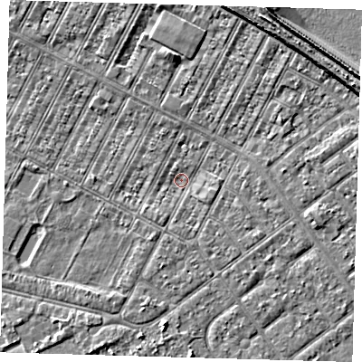 Shaded relief map of the ground around DN357HU, computed from Environment Agency LiDAR. The ground here sits at about 2 m above sea level and falls 9 m across the surrounding 800 m. Surface water reaching this point runs off ground lying to the north-north-east, 4.6 m higher.