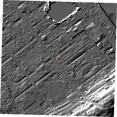 Shaded relief map of the ground around DN357LB, computed from Environment Agency LiDAR. The ground here sits at about 3 m above sea level and falls 13 m across the surrounding 800 m. Surface water reaching this point runs off ground lying to the south-east, 11.2 m higher.