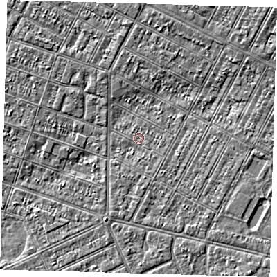 Shaded relief map of the ground around DN357NA, computed from Environment Agency LiDAR. The ground here sits at about 2 m above sea level and falls 3 m across the surrounding 800 m. Surface water reaching this point runs off ground lying to the south-south-east, 0.7 m higher.