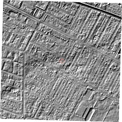 Shaded relief map of the ground around DN357NR, computed from Environment Agency LiDAR. The ground here sits at about 2 m above sea level and falls 6 m across the surrounding 800 m. Surface water reaching this point runs off ground lying to the north-west, 2.2 m higher.