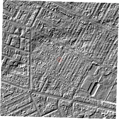 Shaded relief map of the ground around DN357NT, computed from Environment Agency LiDAR. The ground here sits at about 3 m above sea level and falls 3 m across the surrounding 800 m. Surface water reaching this point runs off ground lying to the south, 0.7 m higher.