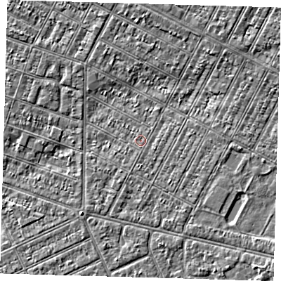 Shaded relief map of the ground around DN357NU, computed from Environment Agency LiDAR. The ground here sits at about 3 m above sea level and falls 3 m across the surrounding 800 m. Surface water reaching this point runs off ground lying to the south, 0.5 m higher.