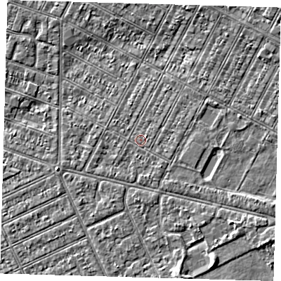Shaded relief map of the ground around DN357PA, computed from Environment Agency LiDAR. The ground here sits at about 3 m above sea level and falls 3 m across the surrounding 800 m. Surface water reaching this point runs off ground lying to the south-east, 0.7 m higher.
