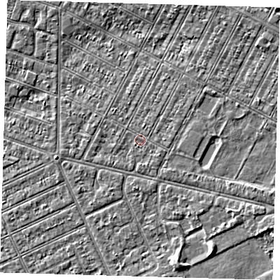 Shaded relief map of the ground around DN357PD, computed from Environment Agency LiDAR. The ground here sits at about 3 m above sea level and falls 3 m across the surrounding 800 m. Surface water reaching this point runs off ground lying to the south-east, 0.7 m higher.