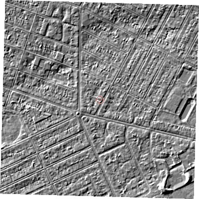 Shaded relief map of the ground around DN357PE, computed from Environment Agency LiDAR. The ground here sits at about 3 m above sea level and falls 3 m across the surrounding 800 m. Surface water reaching this point runs off ground lying to the north, 0.6 m higher.
