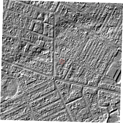Shaded relief map of the ground around DN357PH, computed from Environment Agency LiDAR. The ground here sits at about 3 m above sea level and falls 3 m across the surrounding 800 m. Surface water reaching this point runs off ground lying to the east, 0.8 m higher.