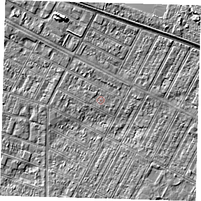 Shaded relief map of the ground around DN357PJ, computed from Environment Agency LiDAR. The ground here sits at about 3 m above sea level and falls 7 m across the surrounding 800 m. Surface water reaching this point runs off ground lying to the north-north-west, 0.6 m higher.