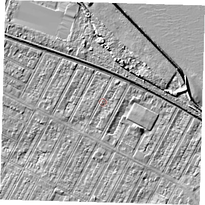 Shaded relief map of the ground around DN357PP, computed from Environment Agency LiDAR. The ground here sits at about 3 m above sea level and falls 9 m across the surrounding 800 m. Surface water reaching this point runs off ground lying to the north-east, 1.0 m higher.