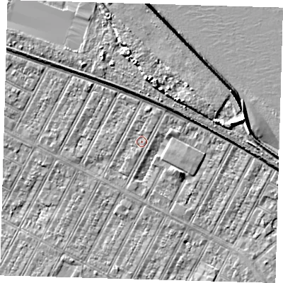 Shaded relief map of the ground around DN357PT, computed from Environment Agency LiDAR. The ground here sits at about 3 m above sea level and falls 9 m across the surrounding 800 m. Surface water reaching this point runs off ground lying to the north-north-east, 1.0 m higher.