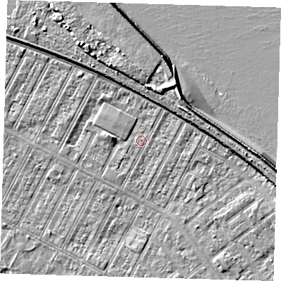 Shaded relief map of the ground around DN357PZ, computed from Environment Agency LiDAR. The ground here sits at about 3 m above sea level and falls 10 m across the surrounding 800 m. Surface water reaching this point runs off ground lying to the north, 4.8 m higher.