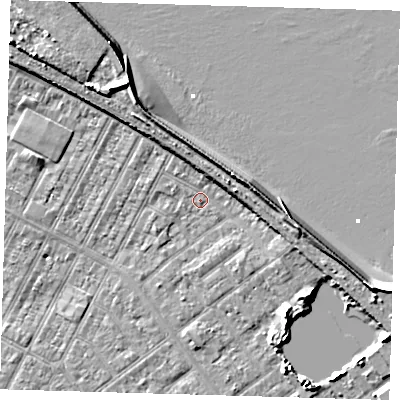 Shaded relief map of the ground around DN357QH, computed from Environment Agency LiDAR. The ground here sits at about 3 m above sea level and falls 11 m across the surrounding 800 m. Surface water reaching this point runs off ground lying to the north-west, 0.6 m higher.