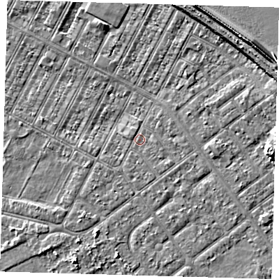 Shaded relief map of the ground around DN357QU, computed from Environment Agency LiDAR. The ground here sits at about 3 m above sea level and falls 9 m across the surrounding 800 m. Surface water reaching this point runs off ground lying to the south-south-west, 3.1 m higher.