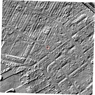 Shaded relief map of the ground around DN357QX, computed from Environment Agency LiDAR. The ground here sits at about 3 m above sea level and falls 7 m across the surrounding 800 m. Surface water reaching this point runs off ground lying to the south-west, 3.1 m higher.