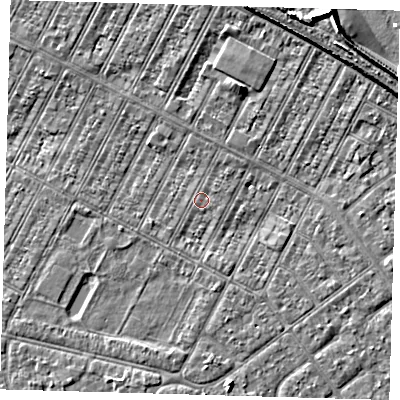 Shaded relief map of the ground around DN357RE, computed from Environment Agency LiDAR. The ground here sits at about 3 m above sea level and falls 8 m across the surrounding 800 m. Surface water reaching this point runs off ground lying to the north, 0.5 m higher.