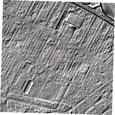 Shaded relief map of the ground around DN357RF, computed from Environment Agency LiDAR. The ground here sits at about 2 m above sea level and falls 8 m across the surrounding 800 m. Surface water reaching this point runs off ground lying to the north-north-east, 0.7 m higher.