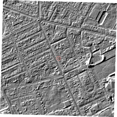 Shaded relief map of the ground around DN357SA, computed from Environment Agency LiDAR. The ground here sits at about 3 m above sea level and falls 3 m across the surrounding 800 m. Surface water reaching this point runs off ground lying to the south-south-east, 0.6 m higher.