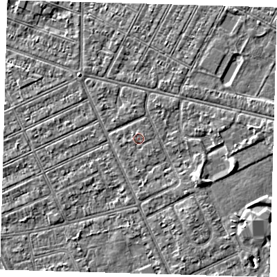 Shaded relief map of the ground around DN357SG, computed from Environment Agency LiDAR. The ground here sits at about 3 m above sea level and falls 3 m across the surrounding 800 m. Surface water reaching this point runs off ground lying to the east-south-east, 2.3 m higher.