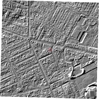 Shaded relief map of the ground around DN357SH, computed from Environment Agency LiDAR. The ground here sits at about 3 m above sea level and falls 3 m across the surrounding 800 m. Surface water reaching this point runs off ground lying to the east, 0.7 m higher.