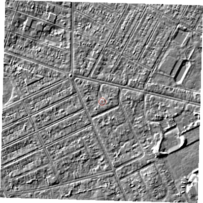 Shaded relief map of the ground around DN357SL, computed from Environment Agency LiDAR. The ground here sits at about 3 m above sea level and falls 3 m across the surrounding 800 m. Surface water reaching this point runs off ground lying to the east-north-east, 0.7 m higher.