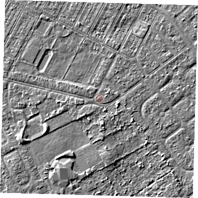 Shaded relief map of the ground around DN357TE, computed from Environment Agency LiDAR. The ground here sits at about 3 m above sea level and falls 4 m across the surrounding 800 m. Surface water reaching this point runs off ground lying to the south-west, 1.6 m higher.