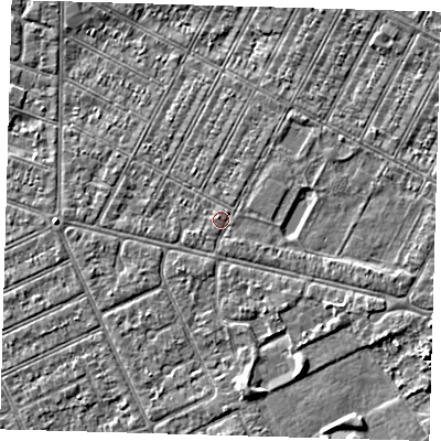 Shaded relief map of the ground around DN357TF, computed from Environment Agency LiDAR. The ground here sits at about 3 m above sea level and falls 4 m across the surrounding 800 m. Surface water reaching this point runs off ground lying to the north-west, 0.6 m higher.
