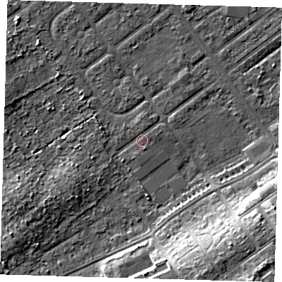 Shaded relief map of the ground around DN357TU, computed from Environment Agency LiDAR. The ground here sits at about 3 m above sea level and falls 11 m across the surrounding 800 m. Surface water reaching this point runs off ground lying to the west-south-west, 2.8 m higher.