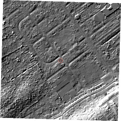 Shaded relief map of the ground around DN357TX, computed from Environment Agency LiDAR. The ground here sits at about 3 m above sea level and falls 10 m across the surrounding 800 m. Surface water reaching this point runs off ground lying to the south-east, 9.5 m higher.