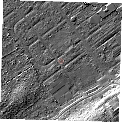 Shaded relief map of the ground around DN357TY, computed from Environment Agency LiDAR. The ground here sits at about 3 m above sea level and falls 10 m across the surrounding 800 m. Surface water reaching this point runs off ground lying to the south-east, 9.5 m higher.