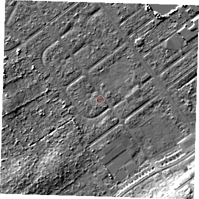 Shaded relief map of the ground around DN357UA, computed from Environment Agency LiDAR. The ground here sits at about 3 m above sea level and falls 9 m across the surrounding 800 m. Surface water reaching this point runs off ground lying to the south-south-east, 1.0 m higher.