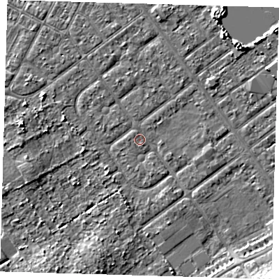 Shaded relief map of the ground around DN357UE, computed from Environment Agency LiDAR. The ground here sits at about 3 m above sea level and falls 6 m across the surrounding 800 m. Surface water reaching this point runs off ground lying to the south-south-east, 1.0 m higher.