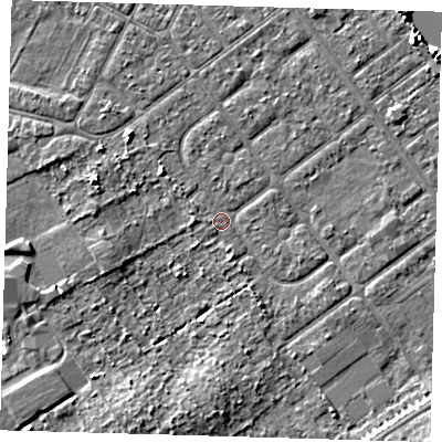 Shaded relief map of the ground around DN357UH, computed from Environment Agency LiDAR. The ground here sits at about 3 m above sea level and falls 4 m across the surrounding 800 m. Surface water reaching this point runs off ground lying to the south-south-west, 3.3 m higher.