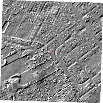 Shaded relief map of the ground around DN357UL, computed from Environment Agency LiDAR. The ground here sits at about 3 m above sea level and falls 4 m across the surrounding 800 m. Surface water reaching this point runs off ground lying to the south, 1.7 m higher.