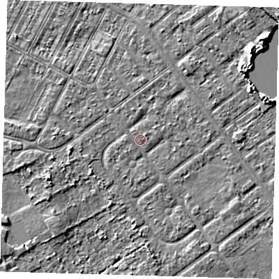 Shaded relief map of the ground around DN357UP, computed from Environment Agency LiDAR. The ground here sits at about 3 m above sea level and falls 5 m across the surrounding 800 m. Surface water reaching this point runs off ground lying to the north, 0.8 m higher.