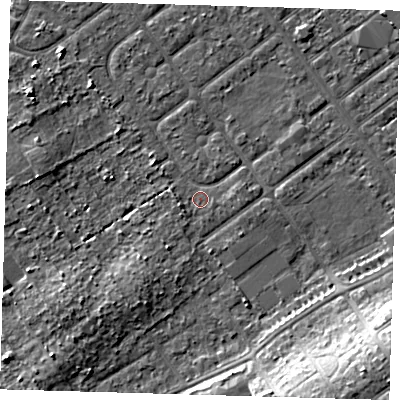 Shaded relief map of the ground around DN357UQ, computed from Environment Agency LiDAR. The ground here sits at about 3 m above sea level and falls 10 m across the surrounding 800 m. Surface water reaching this point runs off ground lying to the west-south-west, 1.3 m higher.