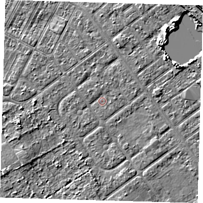 Shaded relief map of the ground around DN357UR, computed from Environment Agency LiDAR. The ground here sits at about 3 m above sea level and falls 6 m across the surrounding 800 m. Surface water reaching this point runs off ground lying to the north-north-west, 0.8 m higher.